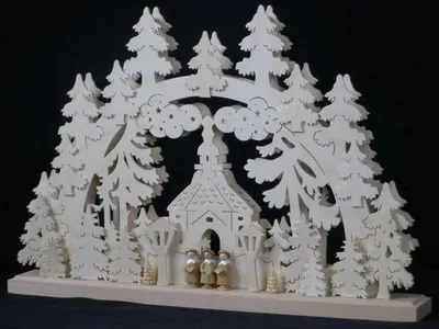 Produktbild von Schwibbogen mit Kurrende Kirche und Beleuchtung BxHxT 50x34x7cm NEU