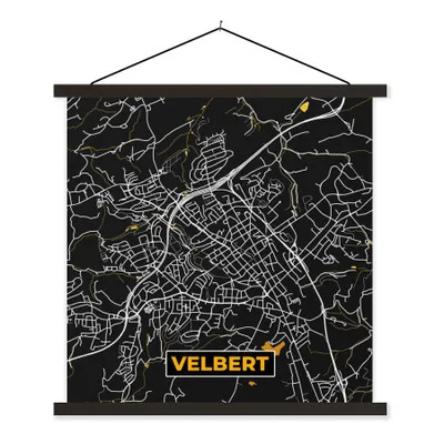 Produktbild von MuchoWow® Textilposter Velbert - Gold - Stadtplan - Karte - Deutschland 60x60 cm mit schwarzem Rahmen - Posteraufhänger