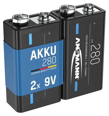Produktbild von ANSMANN 9V Akku E-Block 280 mAh NiMH Wiederaufladbar - 6LR61 MN1604