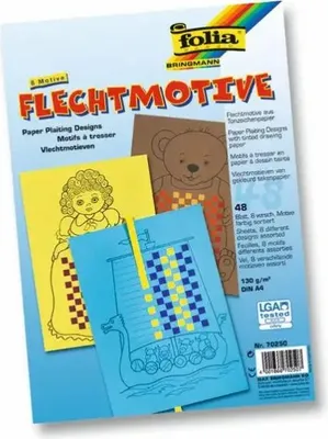 Produktbild von folia Flechtmotive aus Tonpapier DIN A4 farbig sortiert 48 Stück