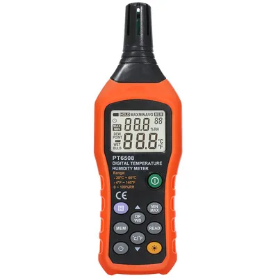 Produktbild von Temperatur- und Feuchtigkeitsmessgerät, digitales Thermometer-Hygrometer mit Umgebungs-, Taupunkt- und Feuchteanzeige für Innen- und Außenbereich