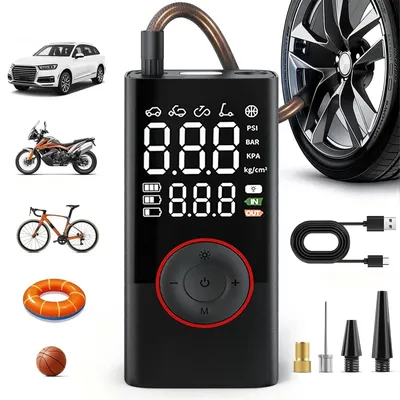 Produktbild von Akku-Luftpumpe Tragbare Luftpumpe Elektronisch 150PSI Schnellaufpumpung Mit LED Lampe Akku Für Alle Reifen Und Sportgeräte