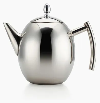 Teekanne-Set 1 L Edelstahl mit Infuser-Filter, Silber