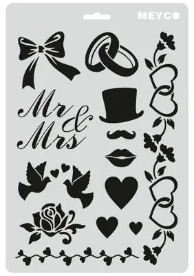 Schablone 'Hochzeit' aus Kunststoff, 20 x 30 cm