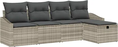 Immagine prodotto di Set di divani con cuscino 5 pcs Grigio chiaro polyrattan