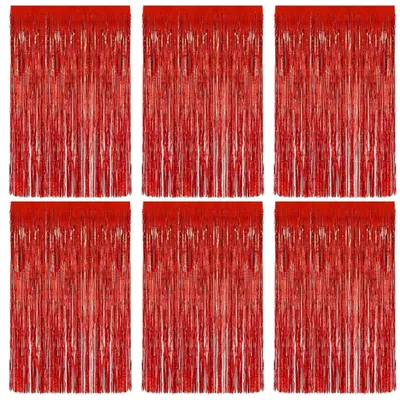 Immagine prodotto di Tenda scintillante rossa – Decorazione a frange di pellicola, 1x2 metri, decorazione per feste