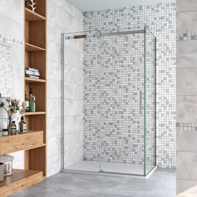 Produktbild von 140x90x195cm Duschkabine Duschabtrennung 6mm Nano ESG Glas Dusche Schiebetür Duschwand