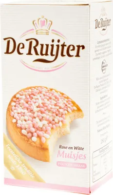 Produktbild von De Ruijter rosa-weiße Streusel, Flocken / Rose en Witte Muisjes