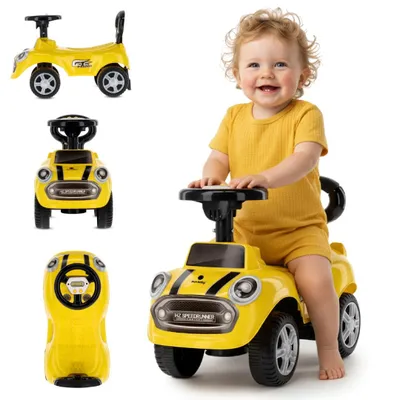 Obrázok produktu pre Šmykľavka s tlačením a hudbou od 1 roka detské autíčko Odrážadlo auto GO GO Fassion žltá