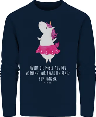 Produktbild von Mr. & Mrs. Panda Baumwoll Sweatshirt Einhorn Ballerina Größe XXL - French Navy - Geschenk, Bio Pullover, Party, Einhörner, Wohnung, Unicorn, Sweater, Pulli, Geburtstag