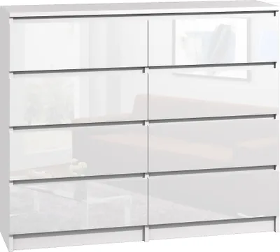 Produktbild von Roe Furniture | Kommode - 8 Schubladen - 120 cm - Weiß Hochglanz - Minimalistisches Design - 8 Schubladen - Sideboard