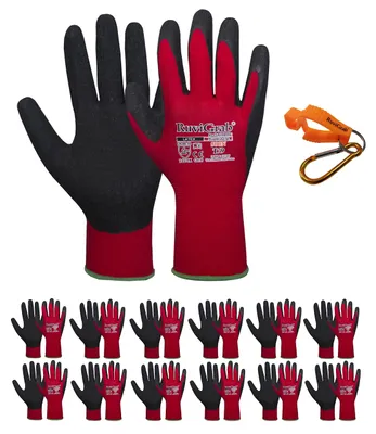 Obrázek produktu pro Pracovní rukavice, latexové, protiskluzové, červeno-černé, vhodné pro zahradu