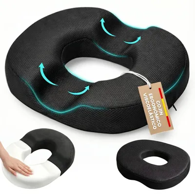 Productafbeelding van Ergonomisch visco-elastisch kussen in donutvorm, ademende overtrek, afneembaar en machinewasbaar