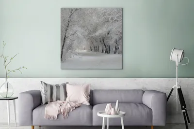 Produktbild von MuchoWow® - Leinwandbilder - Bäume - Schnee - Winter, Wandbild, Wanddeko Bilder Wohnzimmer, 90x90cm