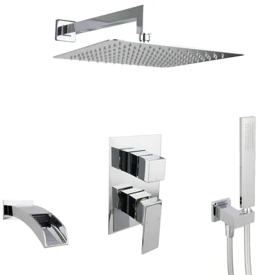 Zdjęcie produktu dla PaulGurkes Deszczownica do wanien 30 cm 3-funkcyjny zestaw prysznicowy prostokątny