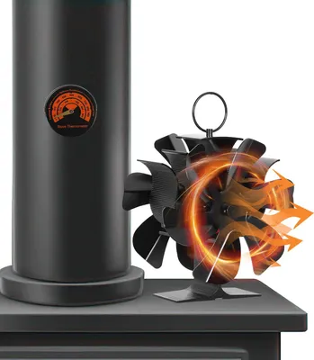 Produktbild von Jayseuw Doppelseitig Kaminofen Ventilator mit 12 Blättern Ofenventilator ohne Strom, Kaminventilator für eine effiziente und umweltfreundliche Wärmeverteilung