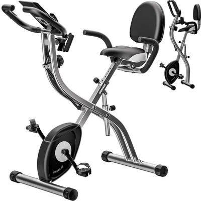 Image de Vélo d'appartement pliable - 10 niveaux de résistance - Magnétique - Supporte jusqu'à 140 kg - Écran LCD