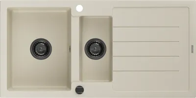 Produktbild von Mexen Andres 1,5-Becken-Granitspüle mit Abtropffläche 1000 x 500 mm, Beige, Siphon Schwarz - 6515101510-69-B