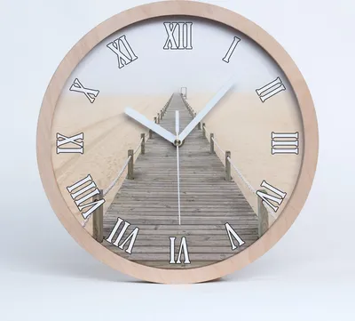 Produktbild von Holzuhr 25fi cm wanduhr - weiße Spitzen - Weg auf dem Strand