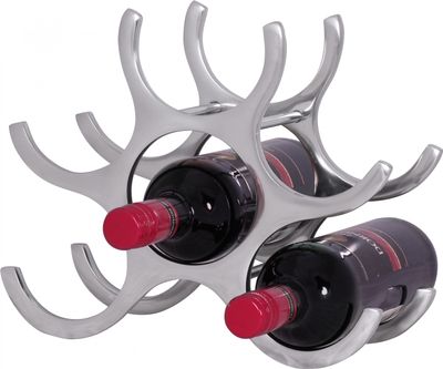 Wohnling Weinregal Design 24 cm für 6 Flaschen Aluminium Silber; WL1.252