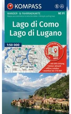 Produktbild von KOMPASS Wanderkarte 91 Lago di Como, Lago di Lugano 1:50.000