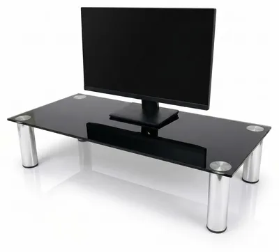 Produktbild von Mucola TV-Aufsatz Glas Fernseherhöhung Glasaufsatz TV-Rack  Ständer Bildschirm Regal Erhöhung - Schwarz 100 cm