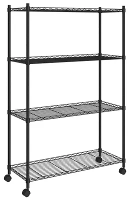 Obrázek produktu pro vidaXL Úložný regál se 4 policemi a kolečky 90x35x142 cm černý 200 kg