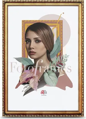 Obrázok produktu pre aFFa rámy, Goldi, drevený rám na fotografie, rám na fotografie, ozdobný, vintage, obdĺžnikový, s prednou stranou z akrylového skla, zlatý, 40x60 cm