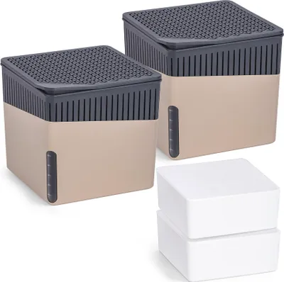 Produktbild von WENKO 2er Set Luft Entfeuchter Raum Granulat Cube Beige 500 g Schutz Schimmel