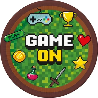 Immagine prodotto di Piatti di carta colorati Game On, 23 cm, set da 6 - perfetti per feste ed eventi! Aggiungete divertimento alla vostra tavola e godetevi una grande festa con i vostri amici!
