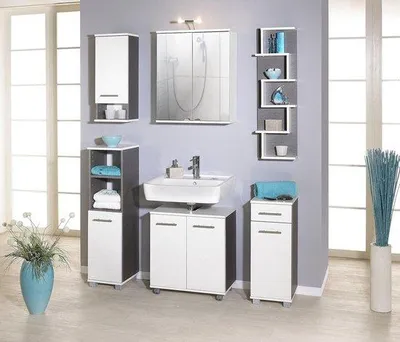 Immagine prodotto di Armadio 30 x 1105 x 325 cm bianco-grigio - Armadio da bagno 118031