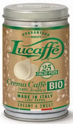 Produktbild von Lucaffè Crema Caffè Arabica 25 ESE Pads in der Dose