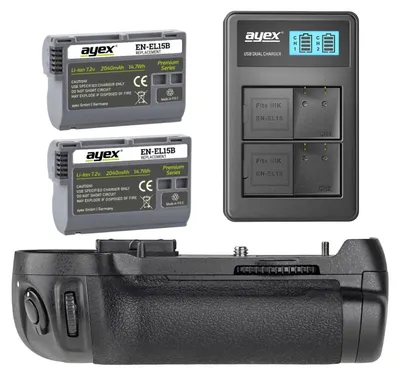 Produktbild von Batteriegriff Set für Nikon D750 wie MB-D16 + 2x EN-EL15B Akku + 1x USB Dual Ladegerät