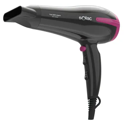Obrázek produktu pro Fén, 2200 W, 340 g, 2 rychlosti a 3 teploty, studený vzduch, rychlé sušení, kabel o délce 180 cm, ergonomická rukojeť, ultralehký