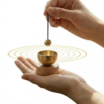 Immagine prodotto di Gong in legno - Set di gong eolici in ottone - Yoga e meditazione - Campanello in legno per porte