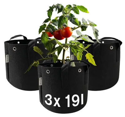 Image de Sac de culture - 19 litres - Tomates - Lot de 3 sacs de culture avec poignées