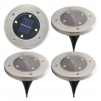Zdjęcie produktu dla 4 x LED solarna lampa ogrodowa 13.5cm 5500-6000K Zimna biel 20lm 0.4W 120° IP54 Kolec ziemny Czarny