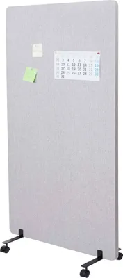 Immagine prodotto di Parete divisoria acustica HWC-G77, schermo per ufficio per la privacy, bacheca divisoria, tessuto/tessuto arrotolabile a doppia parete ~ 147x80cm grigio