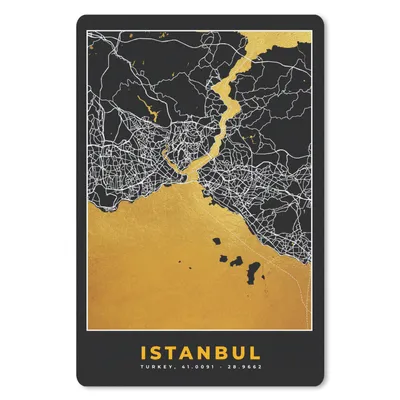 Produktbild von MuchoWow® Mauspad Mousepad Istanbul - Karte - Gold - Stadtplan - Karte 18x27 cm - Mousepads - Maus Mat - Pad - Mausunterlage