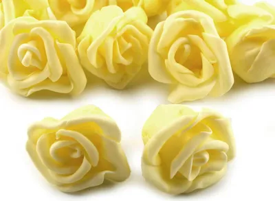 10 x Deko Rose / Rosenblüte / Rosenkopf 4cm hellgelb