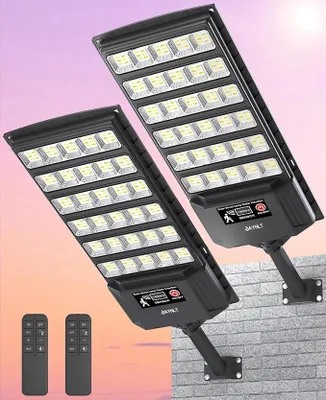 Zdjęcie produktu dla Słoneczna lampa uliczna do użytku zewnętrznego, lampa solarna z czujnikiem ruchu, światło o barwie 6500K, działająca od zmierzchu do świtu, wodoszczelna lampa solarna IP67, idealna do ogrodów i garaży - zestaw 2 sztuk