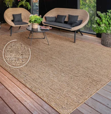 Immagine prodotto di Tappeto per esterni a trama piatta, moderno e resistente alle intemperie, look juta per patio e balcone dimensioni 240x340 cm