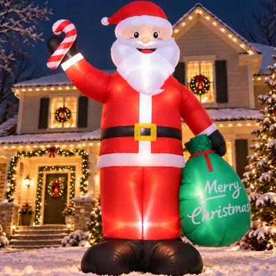Aufblasbarer Weihnachtsmann 2,4 m mit Geschenktasche für Innen & Außen