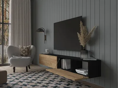 Produktbild von PLATAN ROOM TV Lowboard Hängeboard Board Schrank für Wohnzimmer Wandschrank Matt 210 (2x105) cm Länge