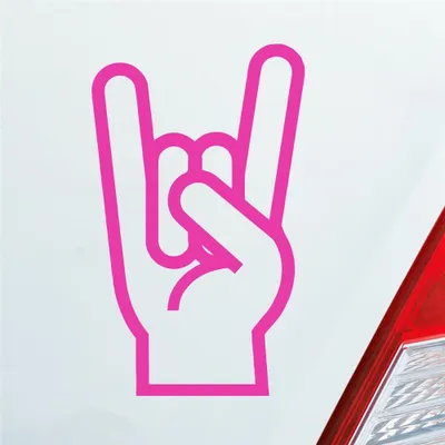 Produktbild von Auto Aufkleber Gabel Rock Heavy Metal Gruss Pommesgabel 8x13 cm Pink Sticker Heckscheibenaufkleber