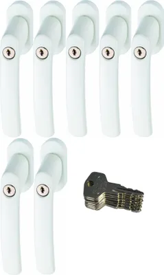 Produktbild von ABUS FG200 W SB abschließbarer Fenstergriff, weiß im Set 7 Stück
