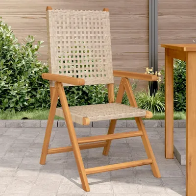 Produktbild von 2 Gartenstühle aus massivem Akazienholz und Poly-Rattan in Beige