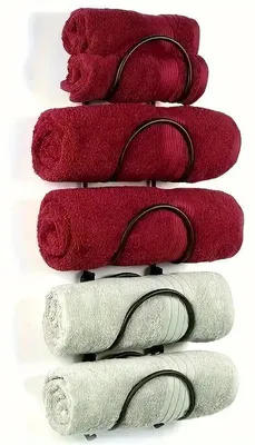 Produktbild von Wand Handtuchhalter mit Haken 5-stufig, Wandregal Metall für Bad & Küche, multifunktionales Weinregal & Handtuchregal platzsparend, 25x22x12cm