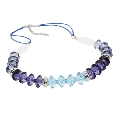 Produktbild von Kette Facettenperle blau Kordel blau 45cm blau 12mm