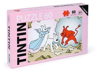 Zdjęcie produktu dla Tintin "Snowy - Anioł i Diabeł". Puzzle 60 elementów z plakatem.